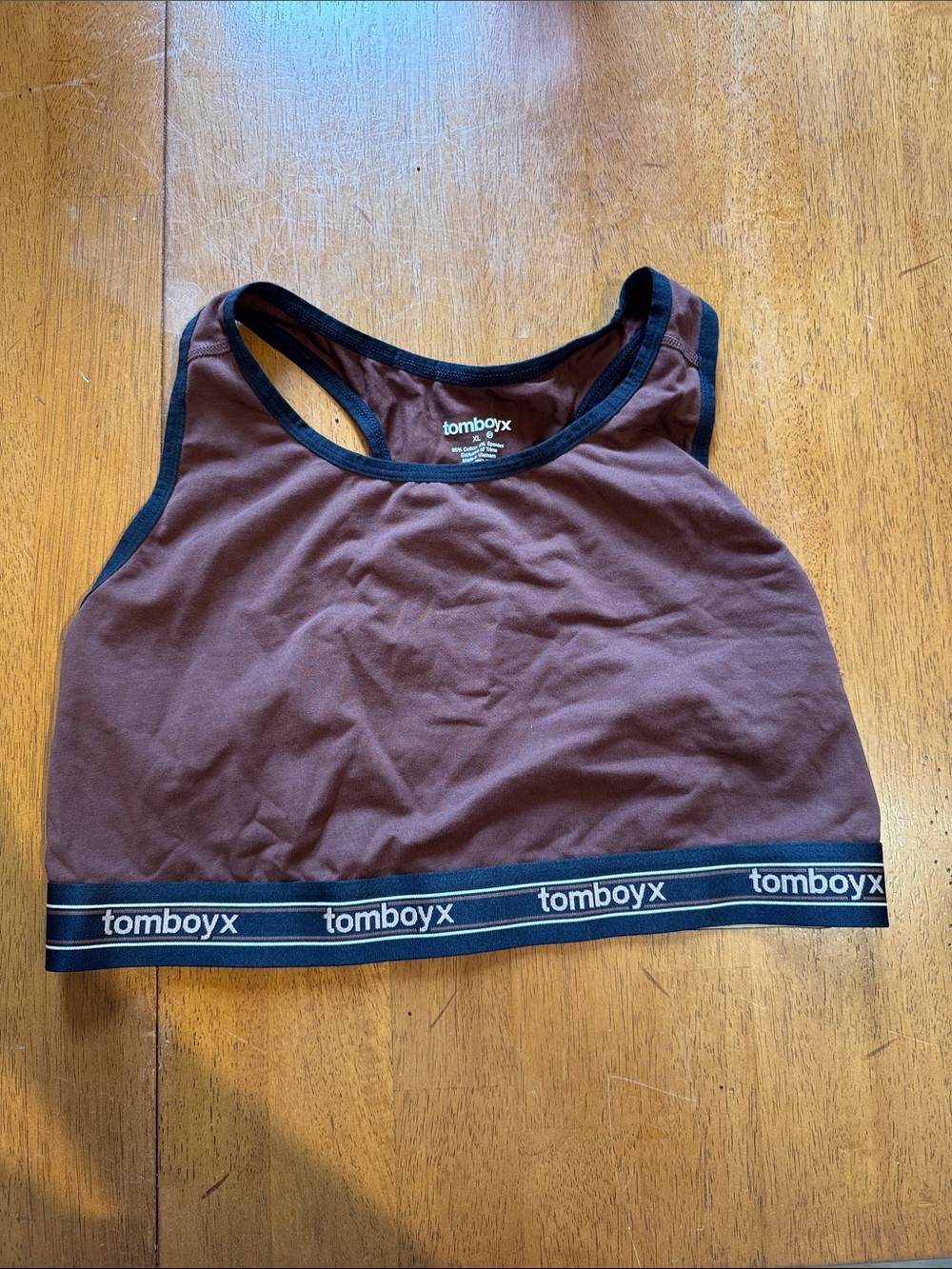 TomboyX Chocolate Racerback Bralette with Black Trim
